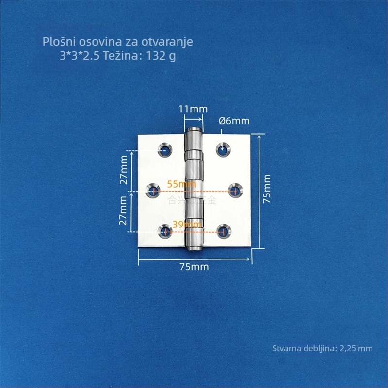 Panta za vrata ormarića, nehrđajući čelik, brušeni završni sloj, model ravnog otvaranja, moderni minimalistički dizajn