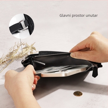 PU torbica za mobitel sa zatvaračem, vertikalni kvadratni oblik, ženska crossbody torba, gradski minimalistički stil