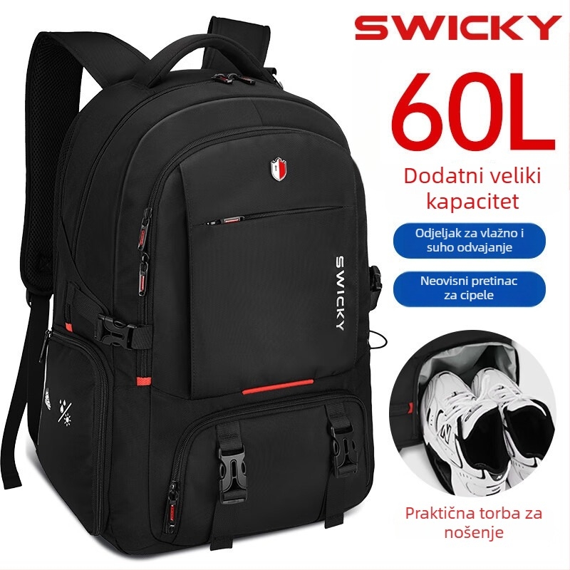 Putni ruksak, vodootporan, kapacitet 56–75L, Oxford tkanina, zakrivljeni remen za rame