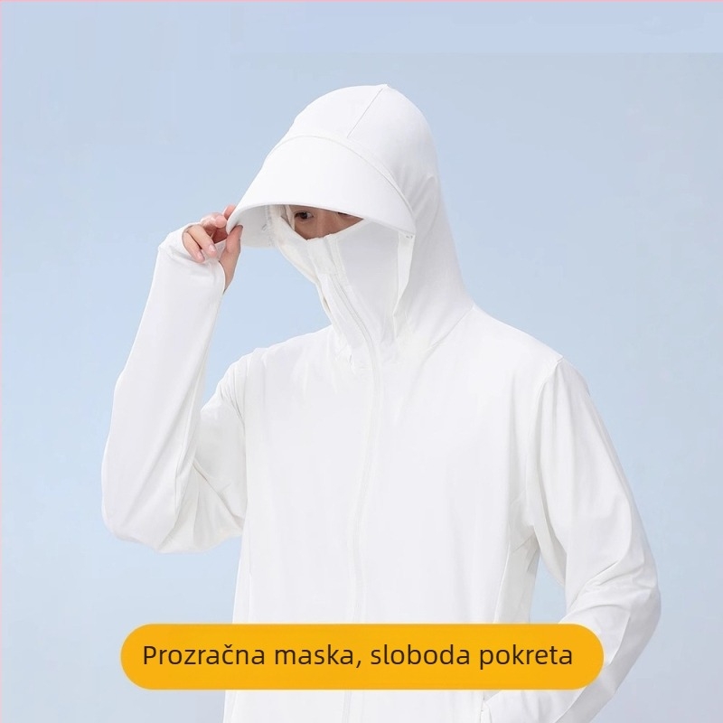 Jakna s kapuljom za zaštitu od sunca za outdoor sportove | UPF50+; Poliester 95% + Elastan 5%; Zip; Bočni džepovi