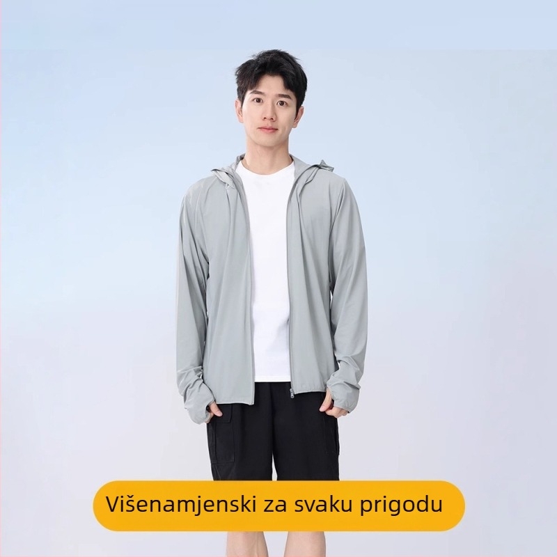 Jakna s kapuljom za zaštitu od sunca za outdoor sportove | UPF50+; Poliester 95% + Elastan 5%; Zip; Bočni džepovi