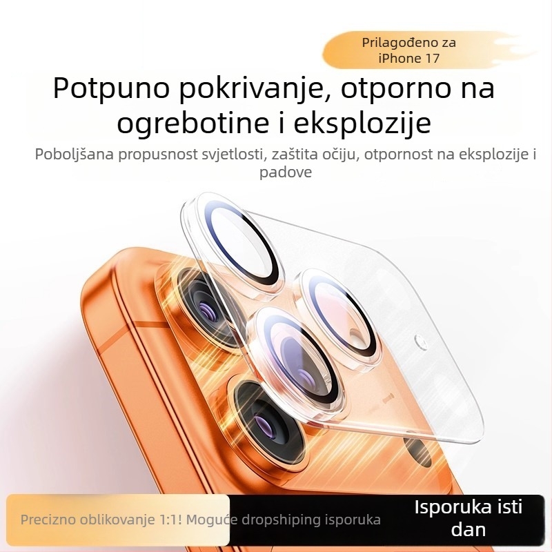 Staklena zaštita objektiva kamere za iPhone 13/14 seriju — 3D potpuno prekrivanje, HD oštrina, otporna na prašinu, anti otisci prstiju