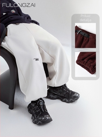 Korejski stil unisex dječje udobne sportske hlače od pamuka, 60% pamuka, srednji pojas s elastikom, širok kroj, za jesen i zimu