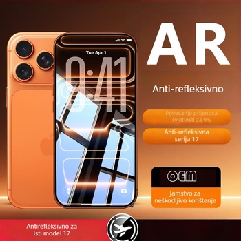 Prednja zaštita zaslona za iPhone 17 Pro Max – anti-refleksija, visoka jasnoća, otporna na ogrebotine, otporna na padove, otporna na otiske prstiju