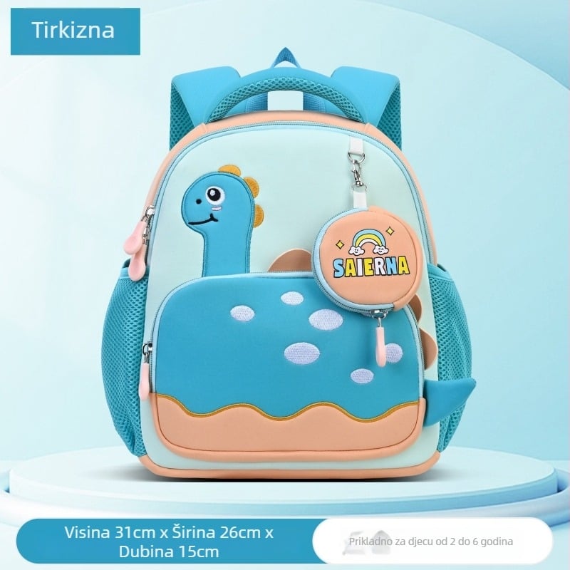 Unisex dječji ruksak za vrtić s dinosaur motifom, lagan i velikog kapaciteta, od diving materijala, s ramenima s zračnim jastučićima, za učenike 1. i 2. razreda