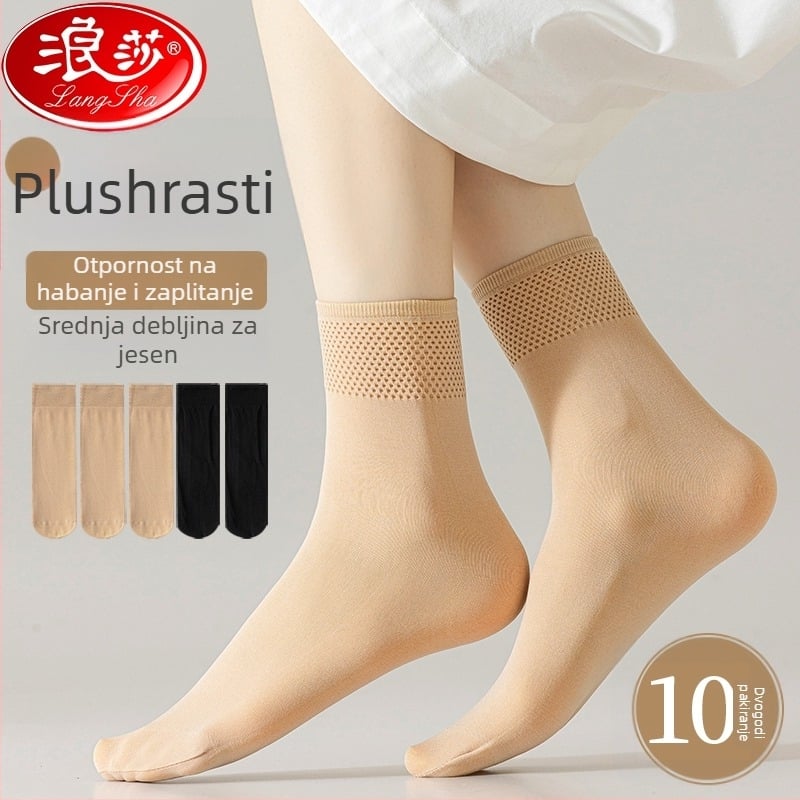 Velur kratke čarape za žene, anti-zakašnjenje, otporne na habanje, 50D, srednja duljina