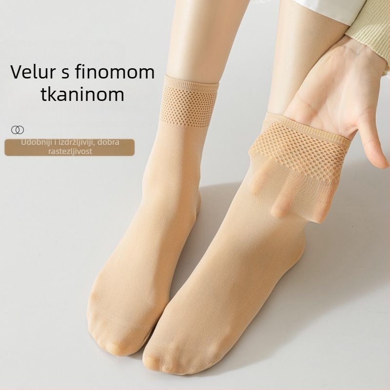 Velur kratke čarape za žene, anti-zakašnjenje, otporne na habanje, 50D, srednja duljina