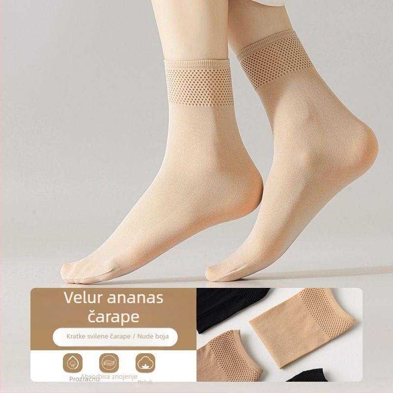 Velur kratke čarape za žene, anti-zakašnjenje, otporne na habanje, 50D, srednja duljina