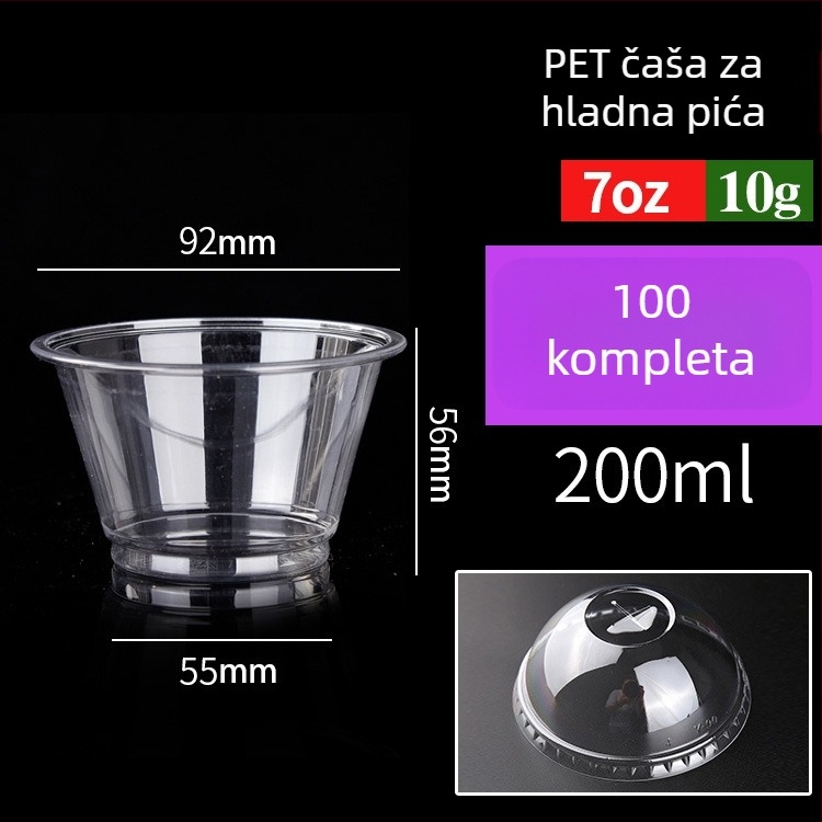 Jednokratna PET čaša za napitke latte s mlijekom, 301–400 ml, prozirna, otporna na prolijevanje, tisak loga, mogućnost prilagodbe