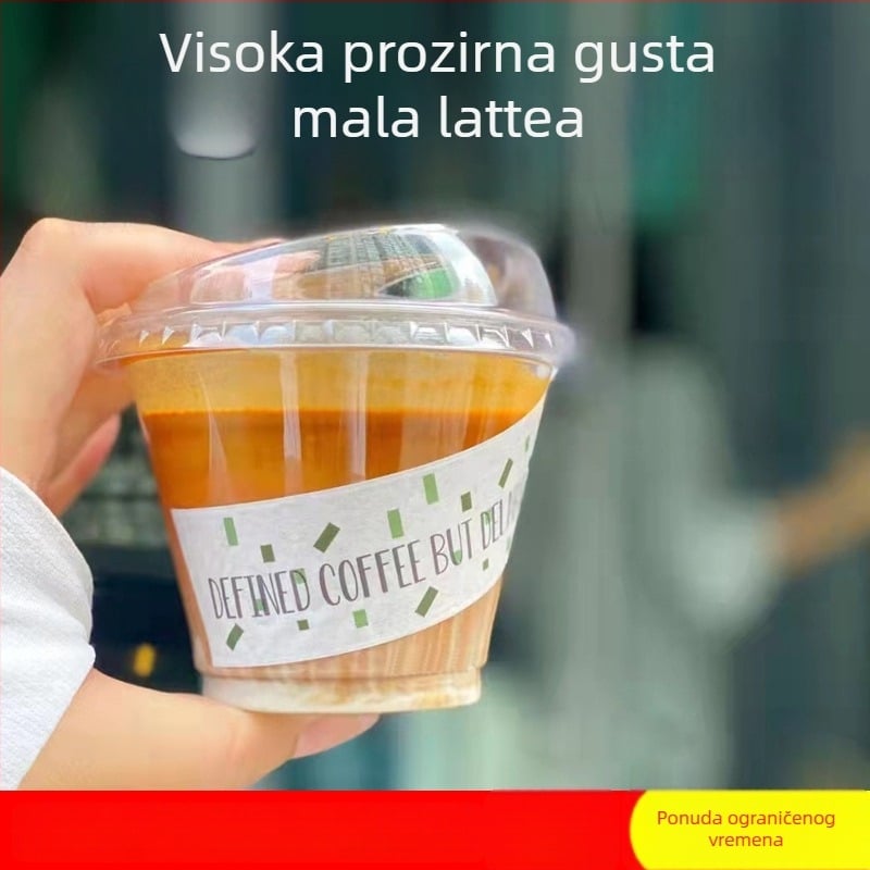 Jednokratna PET čaša za napitke latte s mlijekom, 301–400 ml, prozirna, otporna na prolijevanje, tisak loga, mogućnost prilagodbe