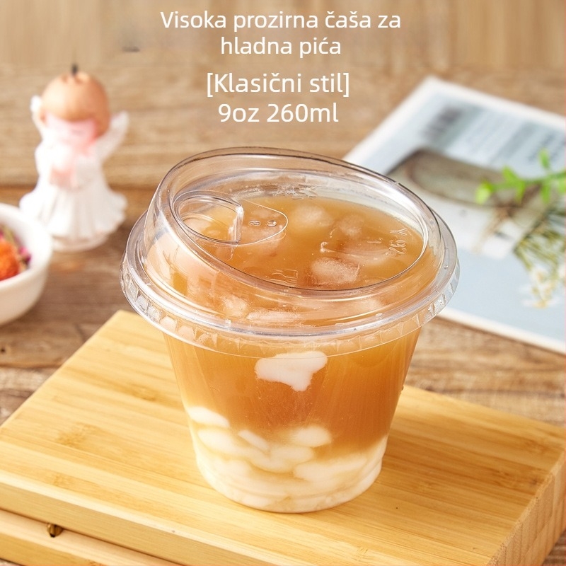 Jednokratna PET čaša za napitke latte s mlijekom, 301–400 ml, prozirna, otporna na prolijevanje, tisak loga, mogućnost prilagodbe