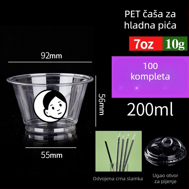 Jednokratna PET čaša za napitke latte s mlijekom, 301–400 ml, prozirna, otporna na prolijevanje, tisak loga, mogućnost prilagodbe