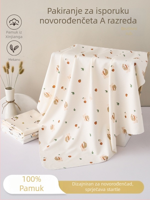 Swaddle od 100% pamuka, uzorak životinja, sigurnosna razina A, za novorođenčad 0–1 godina (do 80 cm), sve sezone