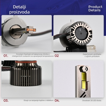LED automobilske prednje svjetla H4/H7/H11, 130W, 12V, 5430LM, IP68, 30000h