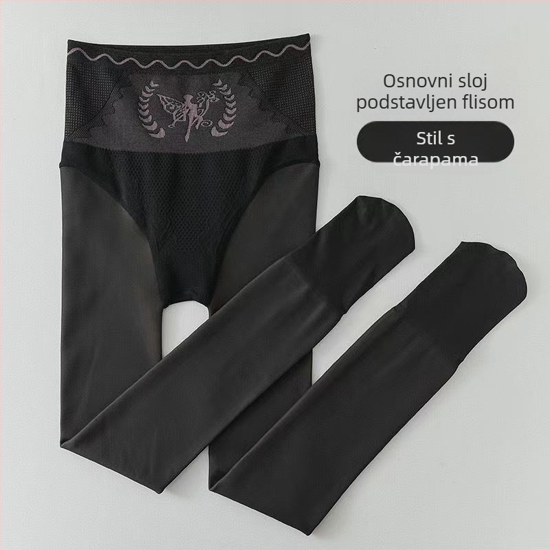 Najlon zimske hulahanke s podizanjem zadnjice i oblikovanjem siluete, debele i tople, s nogama