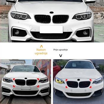BMW 2 Series F22/F23 2014-2019 Vertikalna rešetka hladnjaka za prednji branik, ABS plastika, kompatibilno s F22/F23, Broj dijela 1364 (jednostruka/dvostruka linija), Marka Amp-z