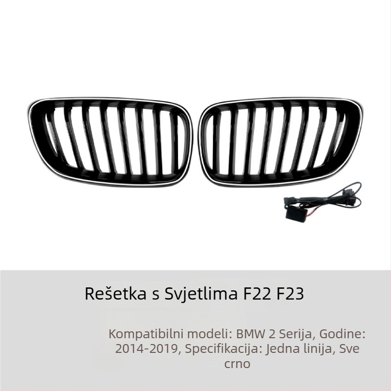 BMW 2 Series F22/F23 2014-2019 Vertikalna rešetka hladnjaka za prednji branik, ABS plastika, kompatibilno s F22/F23, Broj dijela 1364 (jednostruka/dvostruka linija), Marka Amp-z