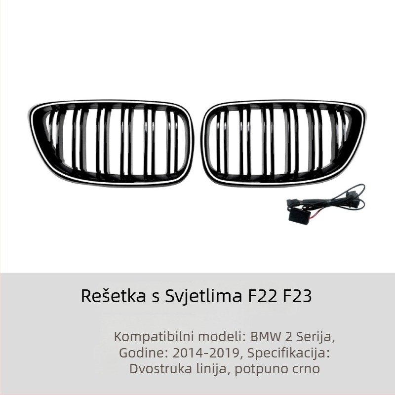 BMW 2 Series F22/F23 2014-2019 Vertikalna rešetka hladnjaka za prednji branik, ABS plastika, kompatibilno s F22/F23, Broj dijela 1364 (jednostruka/dvostruka linija), Marka Amp-z