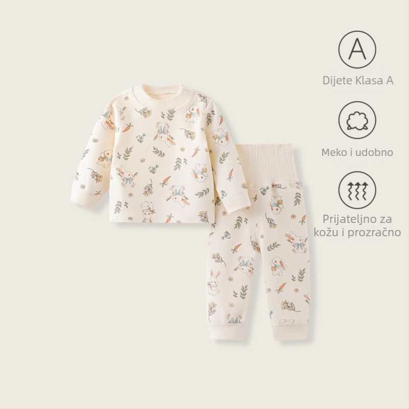 Dječji spavaći set od pamuka baršun, unisex, dugi rukav i hlače, zima/jesen, 1–3 godine (80–100 cm)