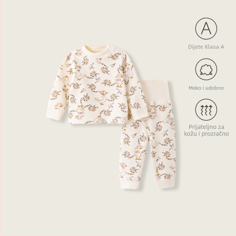 Dječji spavaći set od pamuka baršun, unisex, dugi rukav i hlače, zima/jesen, 1–3 godine (80–100 cm)