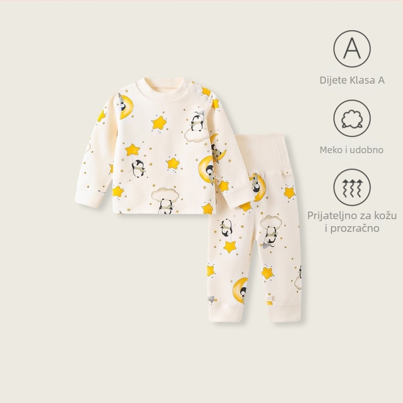 Dječji spavaći set od pamuka baršun, unisex, dugi rukav i hlače, zima/jesen, 1–3 godine (80–100 cm)