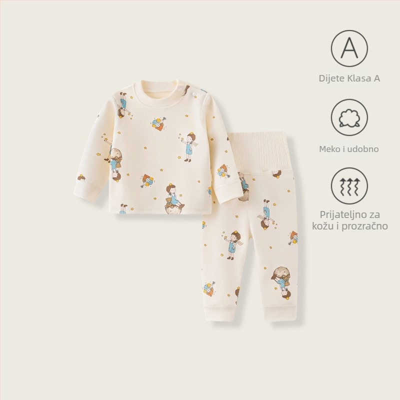 Dječji spavaći set od pamuka baršun, unisex, dugi rukav i hlače, zima/jesen, 1–3 godine (80–100 cm)