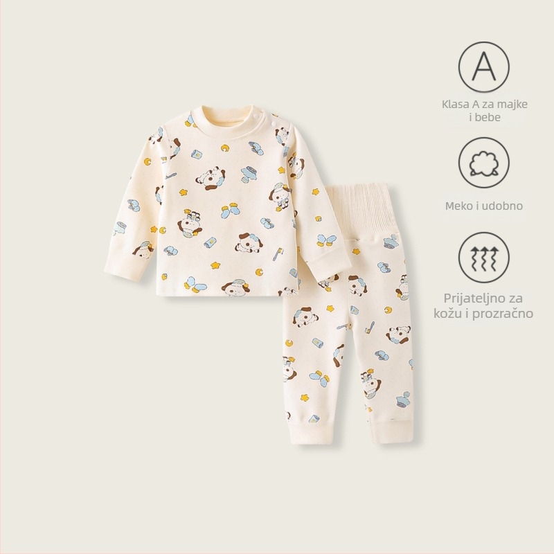Dječji spavaći set od pamuka baršun, unisex, dugi rukav i hlače, zima/jesen, 1–3 godine (80–100 cm)
