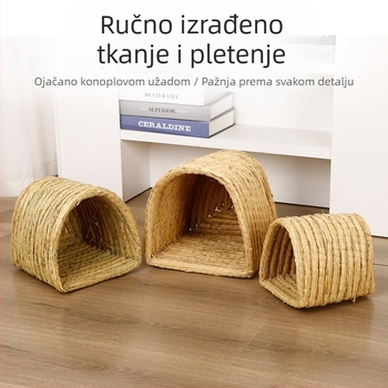 Gnijezdo za kućne ljubimce — ručno izrađeno od slame s konopom (Materijal: slama + konopac; Značka: Kuntai Pet Products; Kategorija: Gnijezdo za kućne ljubimce)