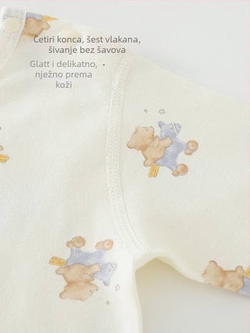 Baby spavaća vreća s dugim rukavima – 100% pamuk, podstava i punilo od pamuka, crtani uzorak, stil deke s rukavima, za zimu-proljeće-i jesen