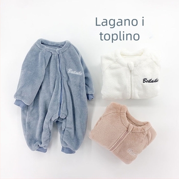 Dječji corduroy jednopojasni noćni kombinezon, debeli zimski model, za novorođenčad do 12 mjeseci, Sigurnosna razina B