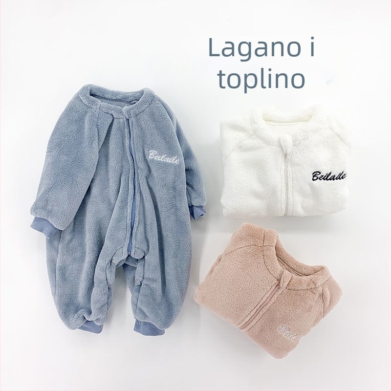 Dječji corduroy jednopojasni noćni kombinezon, debeli zimski model, za novorođenčad do 12 mjeseci, Sigurnosna razina B