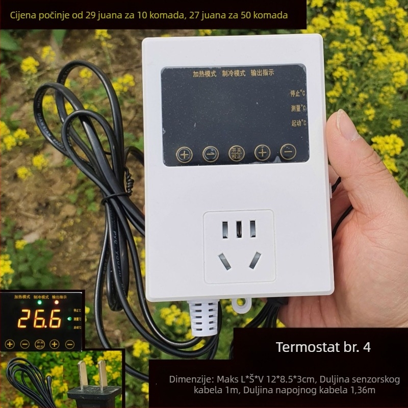 Drveni terarij za reptile s keramičkom lampom i elektroničkim termostatom za regulaciju temperature