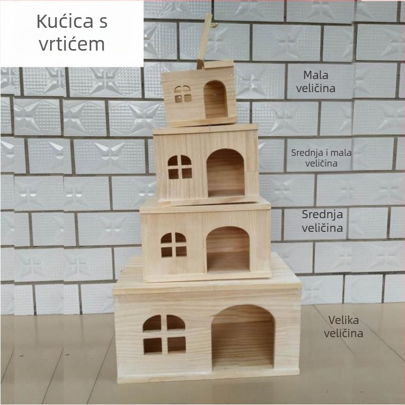 Drvena kućica za male kućne ljubimce: hrčci, morska svinja, činčile, zečevi i ježevi