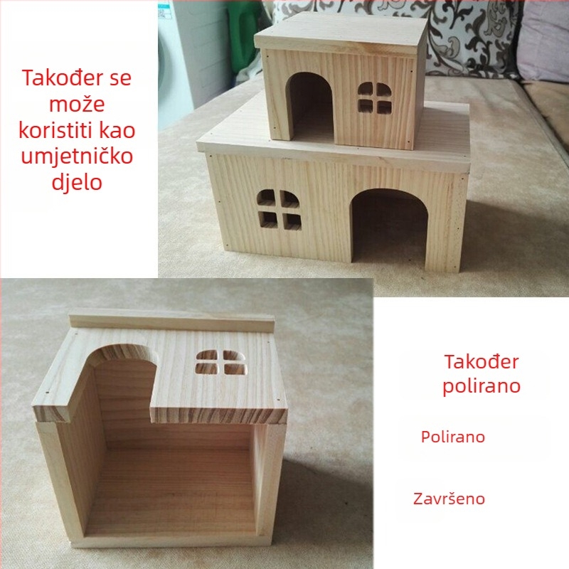 Drvena kućica za male kućne ljubimce: hrčci, morska svinja, činčile, zečevi i ježevi