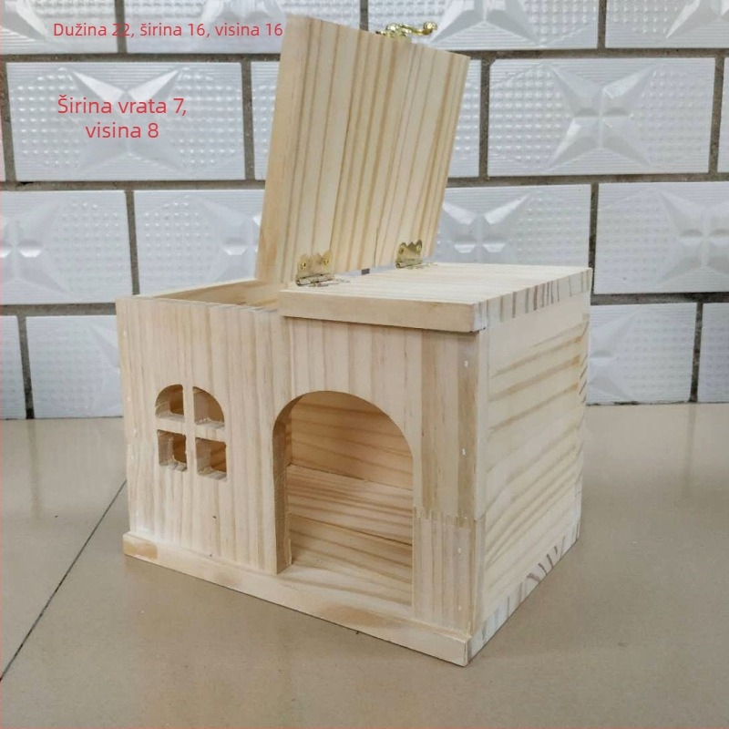 Drvena kućica za male kućne ljubimce: hrčci, morska svinja, činčile, zečevi i ježevi