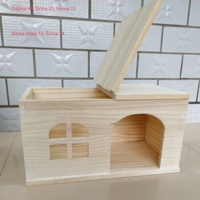 Drvena kućica za male kućne ljubimce: hrčci, morska svinja, činčile, zečevi i ježevi
