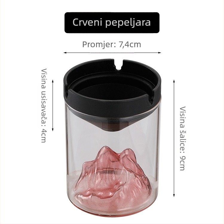 Pepeljara od stakla s poklopcem – otporna na vjetar, višekratna upotreba, za dom, ured ili kafić