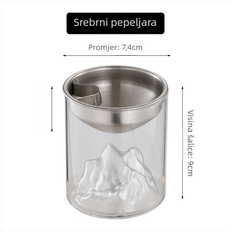 Pepeljara od stakla s poklopcem – otporna na vjetar, višekratna upotreba, za dom, ured ili kafić