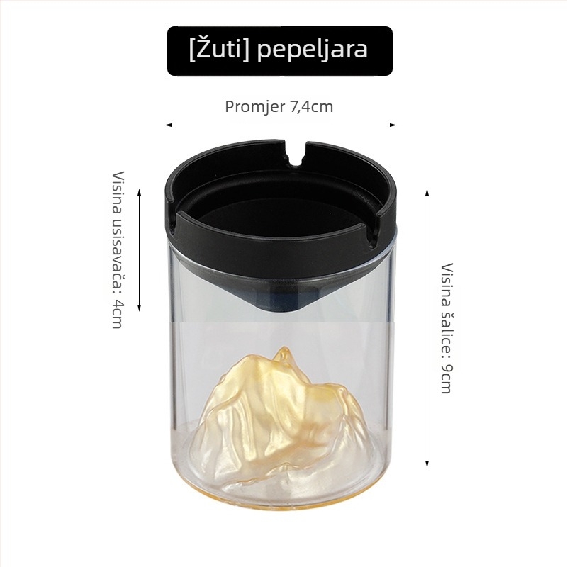 Pepeljara od stakla s poklopcem – otporna na vjetar, višekratna upotreba, za dom, ured ili kafić