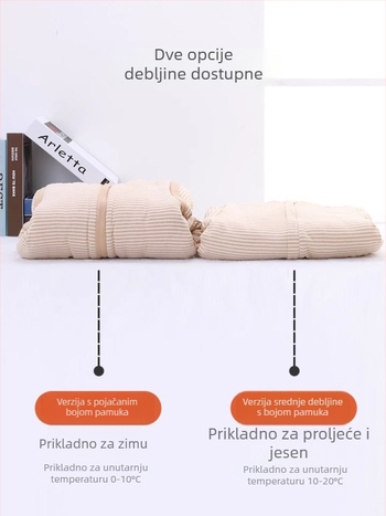 Jingqi dječji spavaći vrećica za jesen-zimu, 100% pamuk, deblji, podstava pamuk, punjenje poliester-pamuk, prugasti uzorak