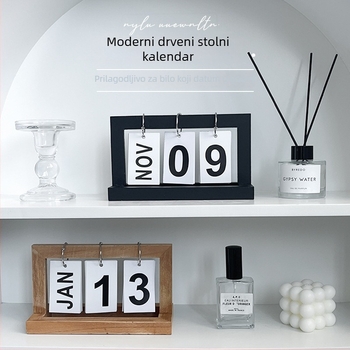 Drveni stolni kalendar – dekor Godine zajeca, ne-reflektirajuća pozadina za kućnu fotografiju; težina 0.22 kg; lansiran 2023-03-06; uz jamstvo.