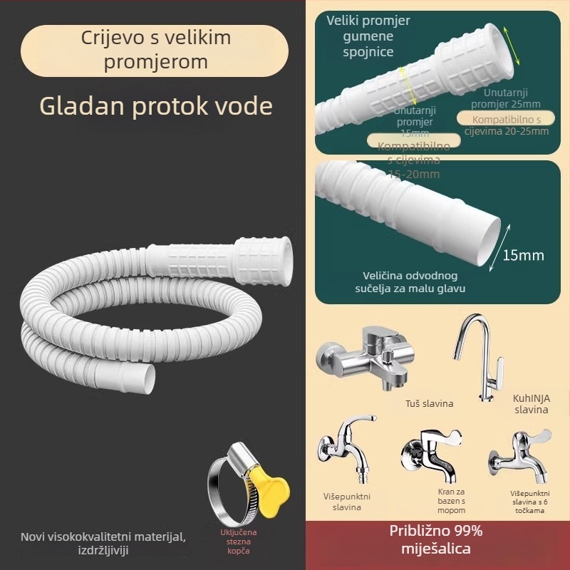 Produžna cijev za slavinu s univerzalnim sučeljem i konektorom za tuš, model SLRG; materijal polietilen; nazivni tlak 1; montaža na površinu; konektor od plastike