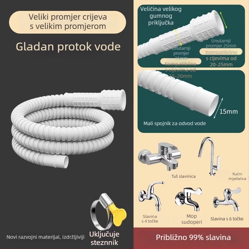 Produžna cijev za slavinu s univerzalnim sučeljem i konektorom za tuš, model SLRG; materijal polietilen; nazivni tlak 1; montaža na površinu; konektor od plastike