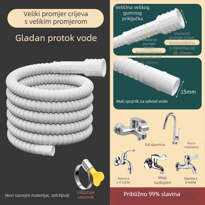 Produžna cijev za slavinu s univerzalnim sučeljem i konektorom za tuš, model SLRG; materijal polietilen; nazivni tlak 1; montaža na površinu; konektor od plastike
