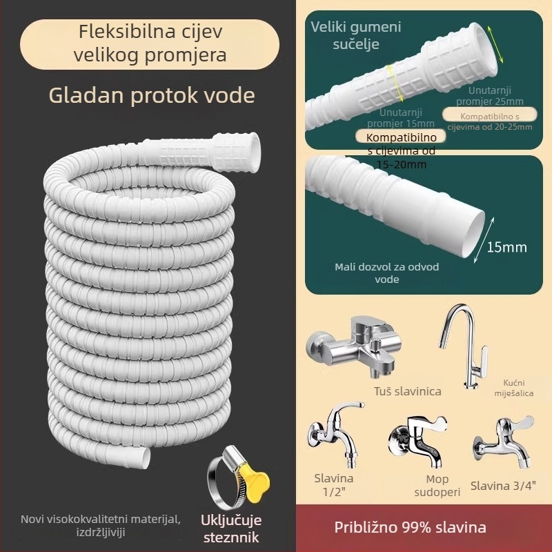 Produžna cijev za slavinu s univerzalnim sučeljem i konektorom za tuš, model SLRG; materijal polietilen; nazivni tlak 1; montaža na površinu; konektor od plastike