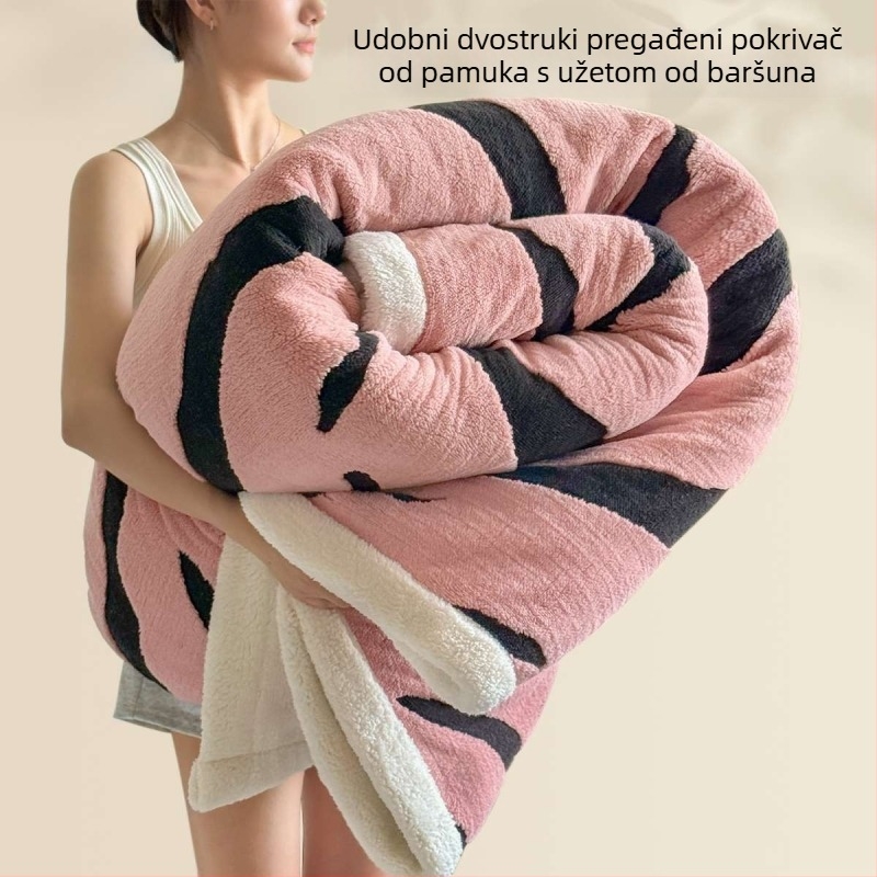 Flis deka s dvostrukom jacquard konstrukcijom, za sve sezone, poliester, uzorci pruge i karirano