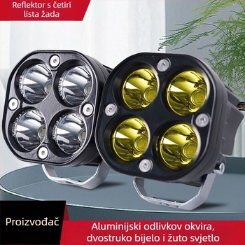 LED reflektor za motocikl s dizajnom četverolistne deteline, 18W, 12-80V, IP7, vijek trajanja 50.000 h