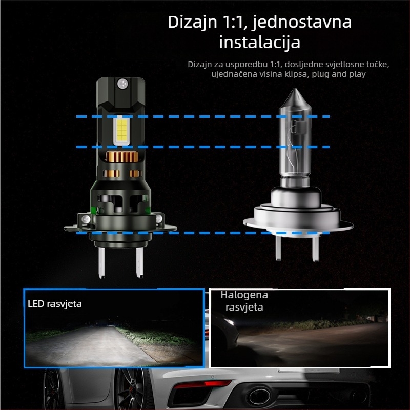LED automobilska svjetla D9, visoka učinkovitost, integrirano daljnje i kratko svjetlo, 120W, 9-32V, IP68, 14000 lm