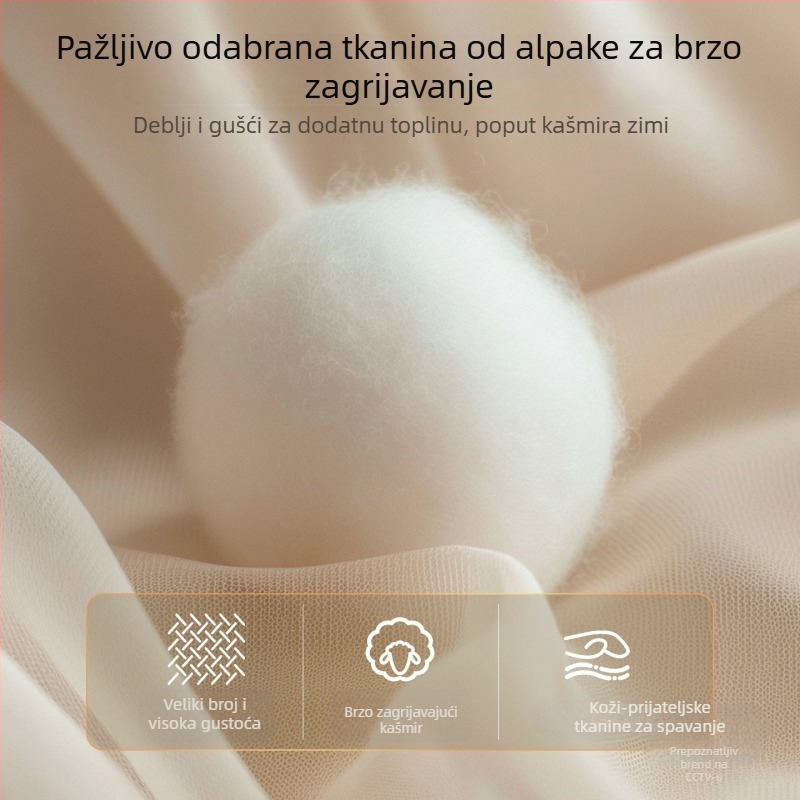 Šal-ćebe od alpaka vune i pamuka, 550 g, jednobojni uzorak, lagani luksuzni stil