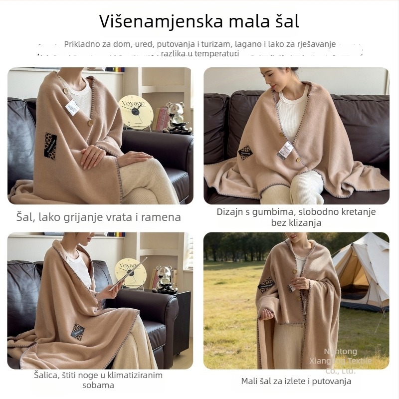 Šal-ćebe od alpaka vune i pamuka, 550 g, jednobojni uzorak, lagani luksuzni stil